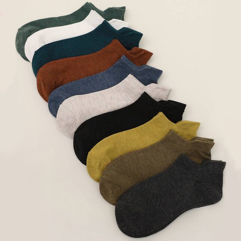 

10pairs Plain Ankle Socks, Multicolor