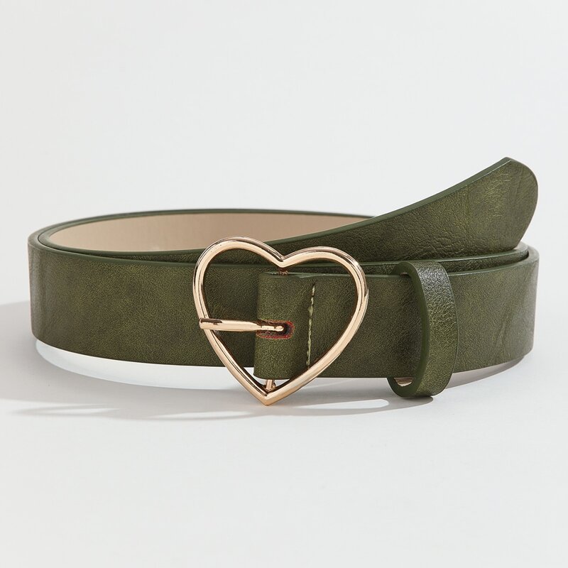 

Heart Buckle Belt With Hole Punch, Green
