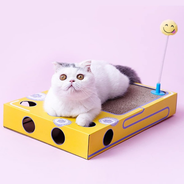 

1pc Multifunction Cat Scratcher, Yellow