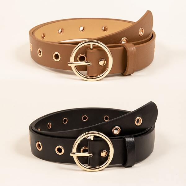 

2pcs Eyelet Decor Belt, Multicolor