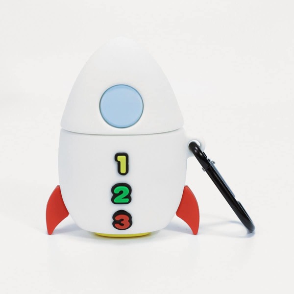 

Cartoon Rocket Shaped Case For Airpods, White