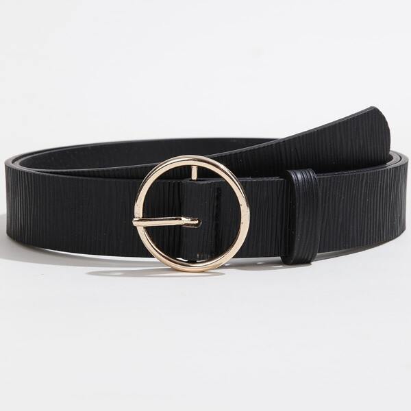 

Round Buckle Belt With Hole Punch, Black