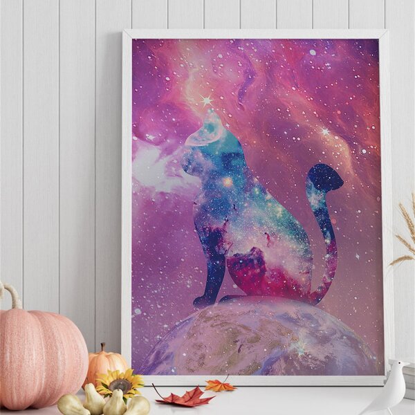 

Cat Print Unframed Painting, Multicolor
