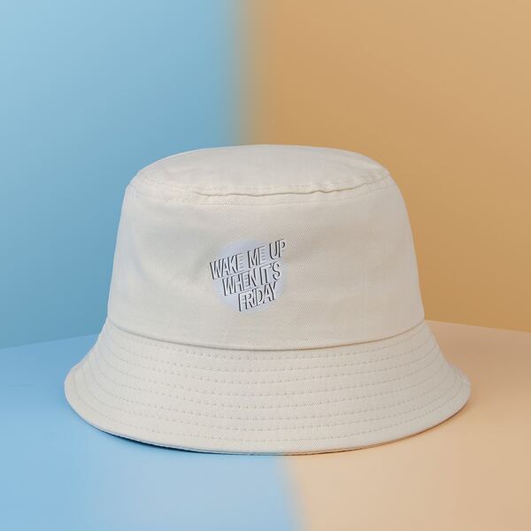 

Letter Graphic Bucket Hat, Beige