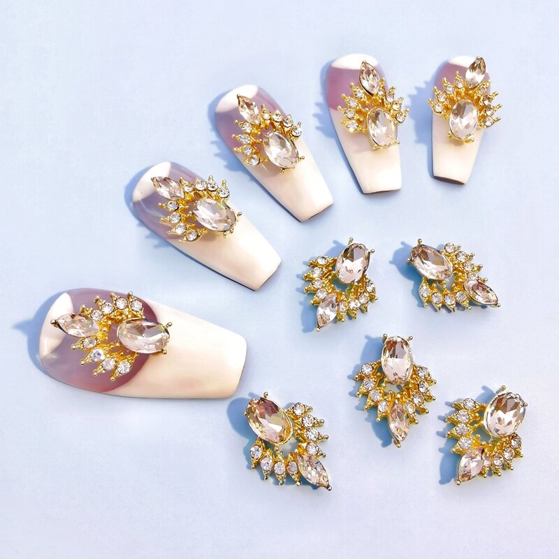 

10pcs Rhinestone Nail Art Decoration, Gold