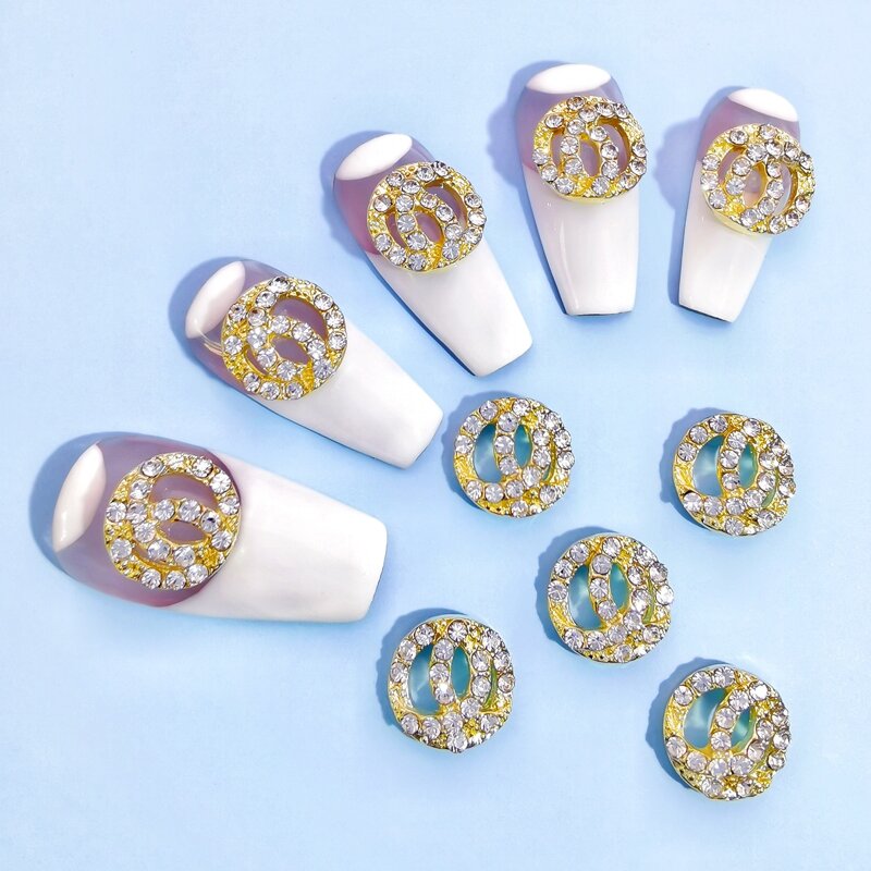 

10pcs Rhinestone Nail Art Decoration, Gold