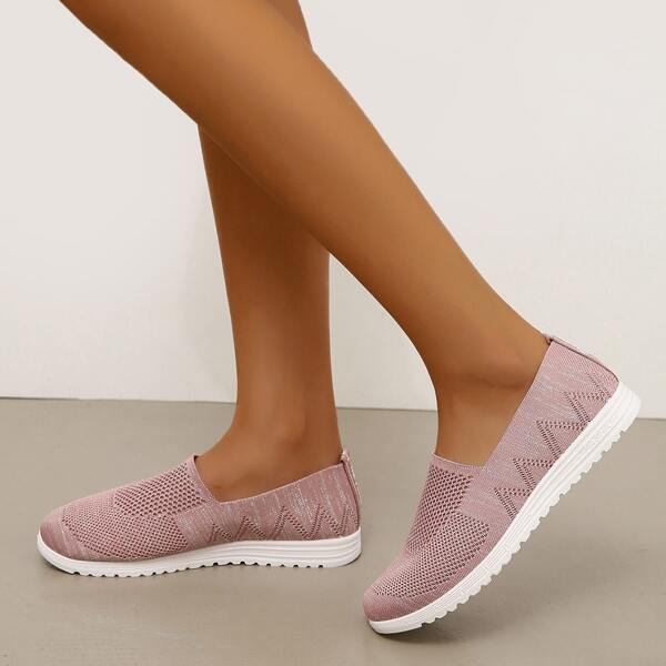 

Minimalist Knit Slip On Sneakers, Pink