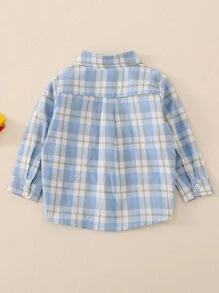SHEIN 小男童前口袋格紋襯衫
