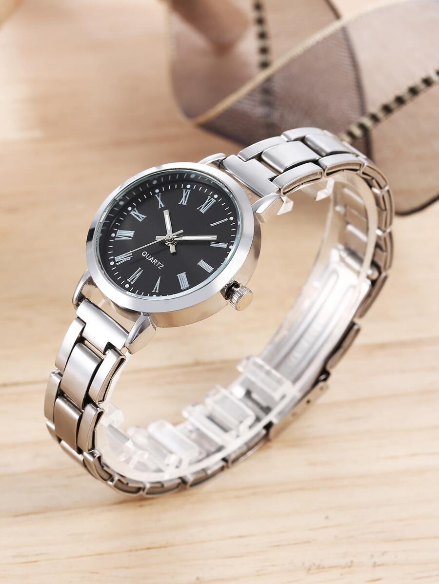 Round Pointer Quartz Watch - Silver - View 1