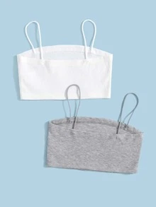 SHEIN 女童2件套短款吊帶背心上衣 - 彩色 - 查看 2