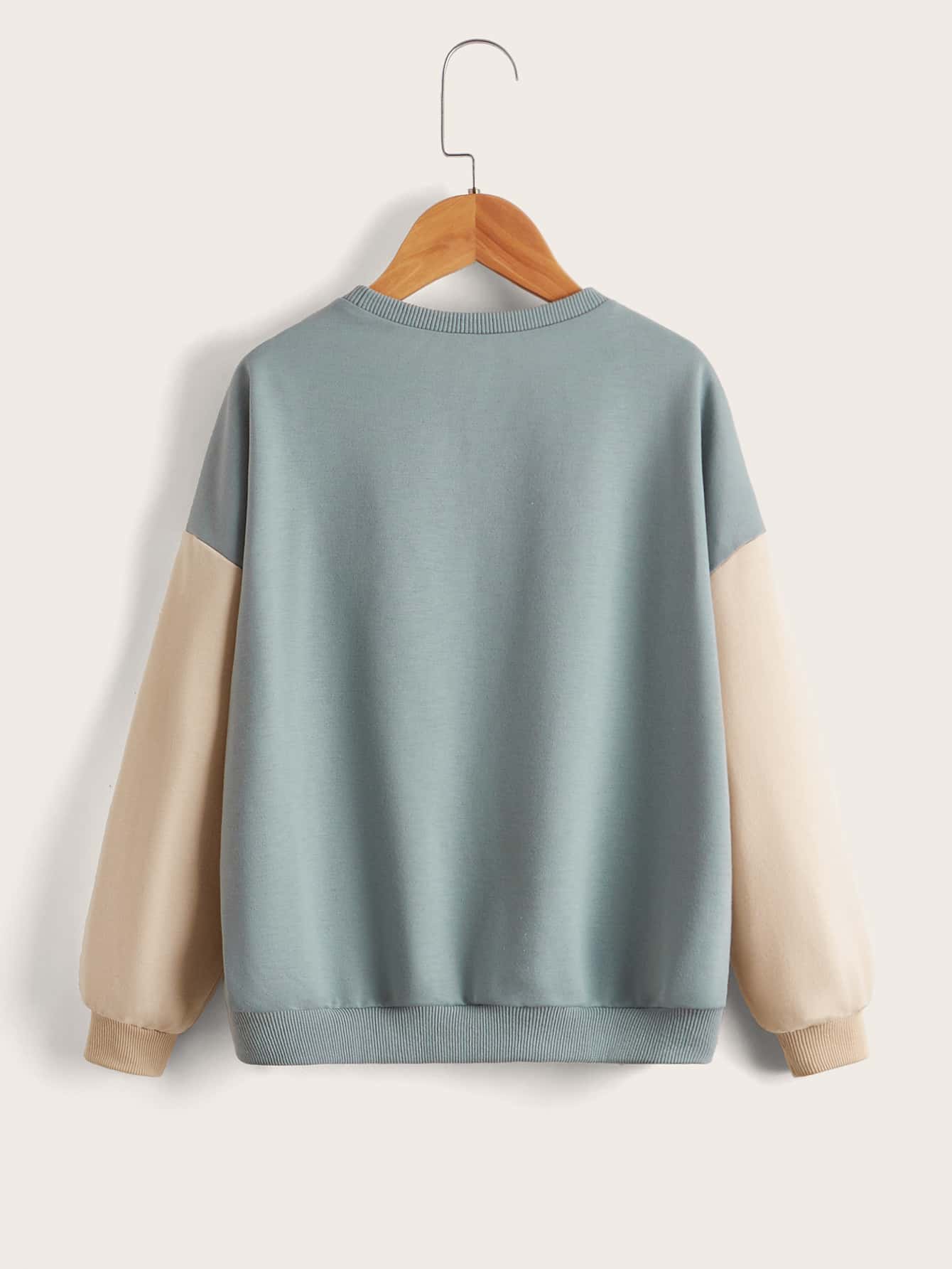 Tween Girl Letter Graphic Color Block Drop Shoulder Sweatshirt