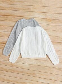 Muchica 2pcs Ribbed Knit Pullover - Multicolor - View 2