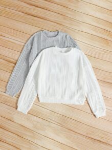 Muchica 2pcs Ribbed Knit Pullover - Multicolor - View 4