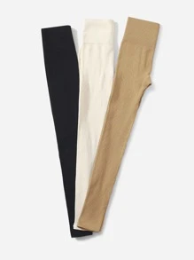 Yoga Basic 3pcs Wide Waistband Sports Leggings - Multicolor - View 2