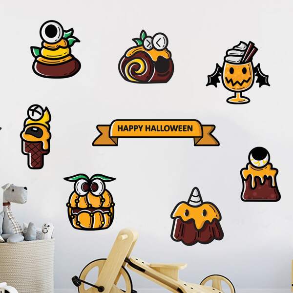 

Halloween Cartoon Graphic Wall Sticker, Multicolor