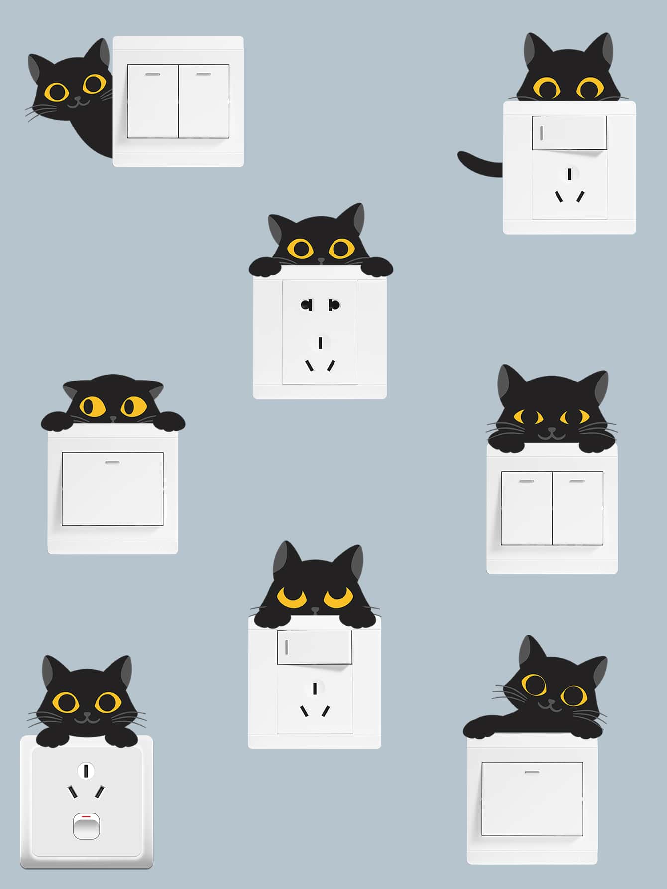 1 bộ Cartoon Cat Switch Sticker - Nhiều màu - Xem 1