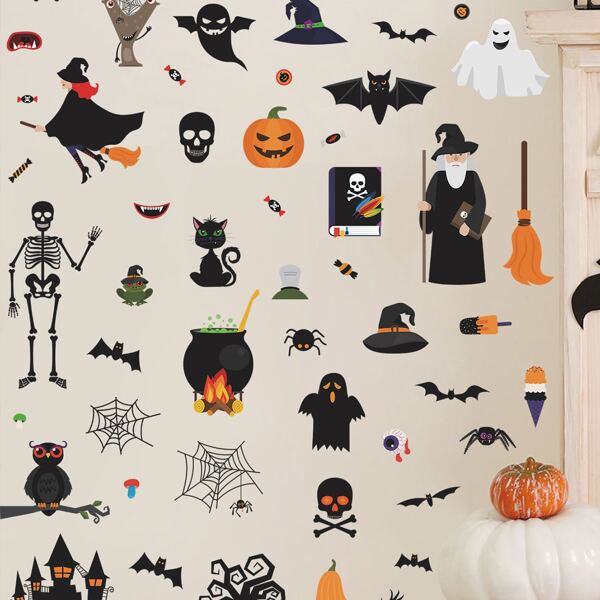 

9pcs Halloween Pattern Wall Sticker, Multicolor