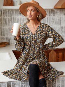 SHEIN Frenchy Đầm Xù Họa tiết hoa Boho - Nhiều màu - Xem 3