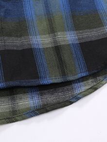 Manfinity Hypemode Men Plaid Print Button Up Drawstring Hooded Shirt Without Tee - Multicolor - View 4