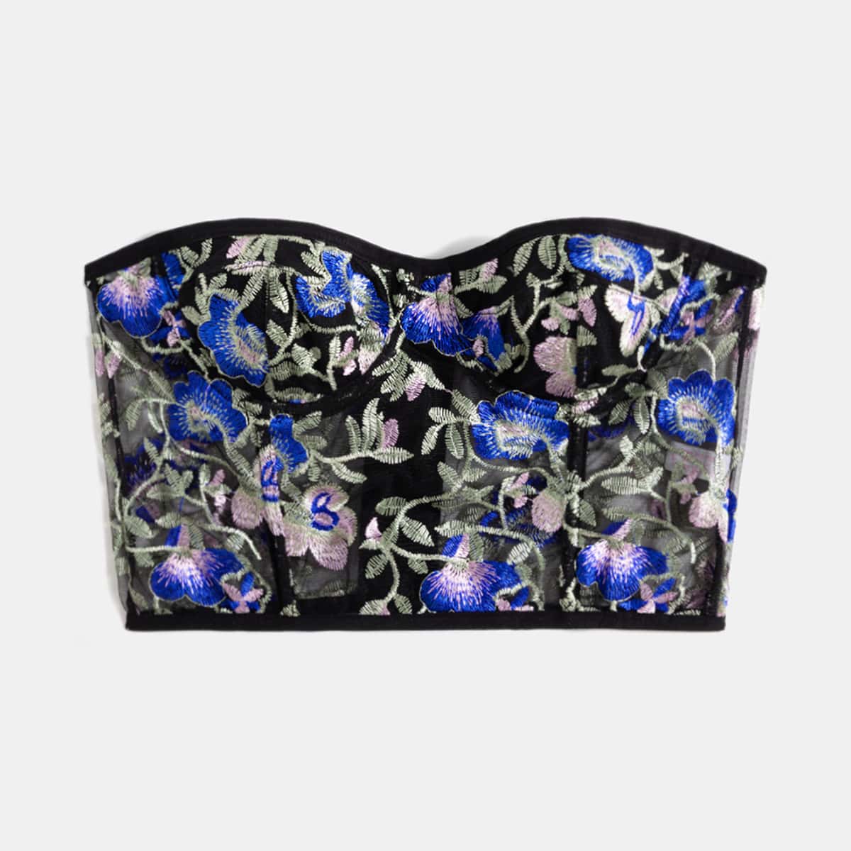 

Floral Embroidery Crop Tube Top, Multicolor