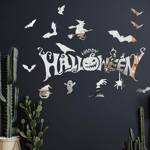 

Halloween Mirror Surface Wall Sticker, Silver