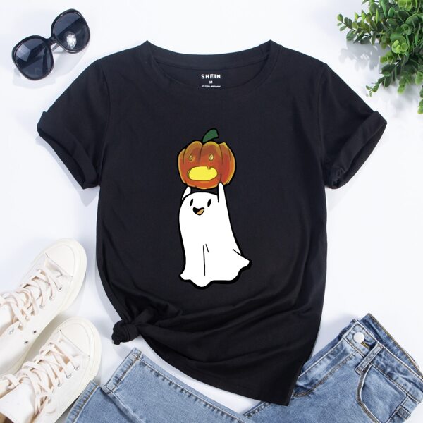 

Halloween Print Short Sleeve Tee, Black