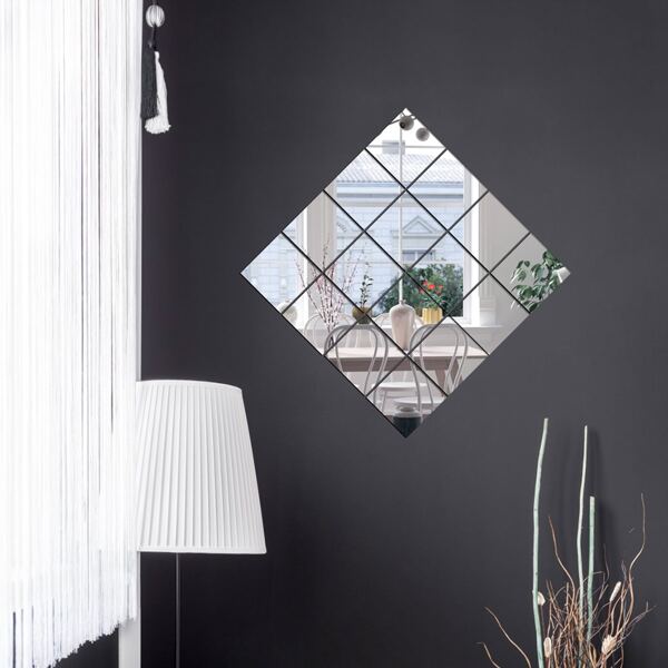 

16pcs Square Mirror Surface Wall Sticker, Silver
