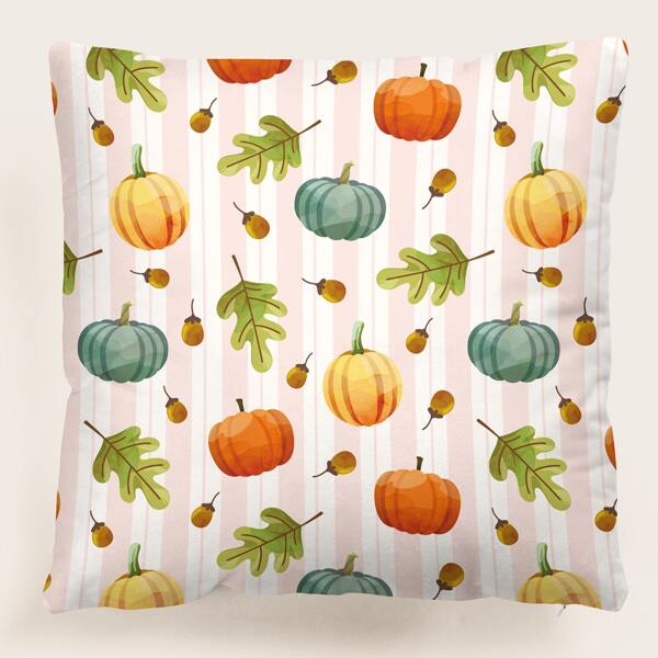 

Pumpkin Print Cushion Cover Without Filler, Multicolor
