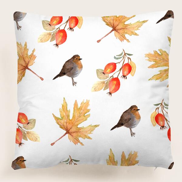 

Bird Print Cushion Cover Without Filler, Multicolor