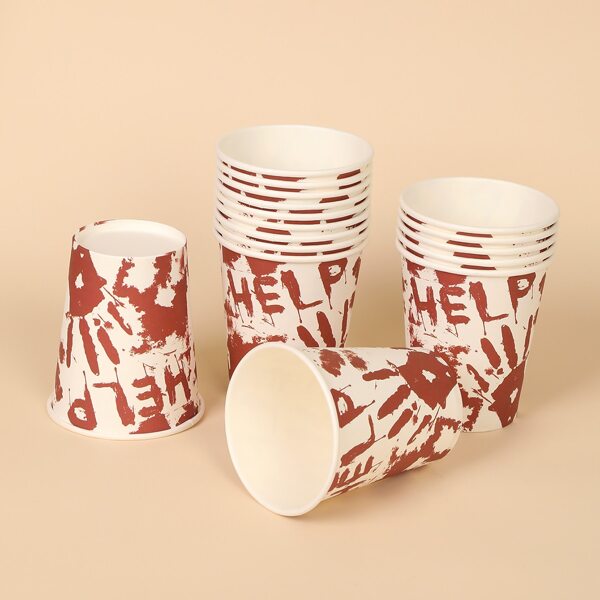 

16pcs Halloween Hand Print Disposable Cup, Multicolor