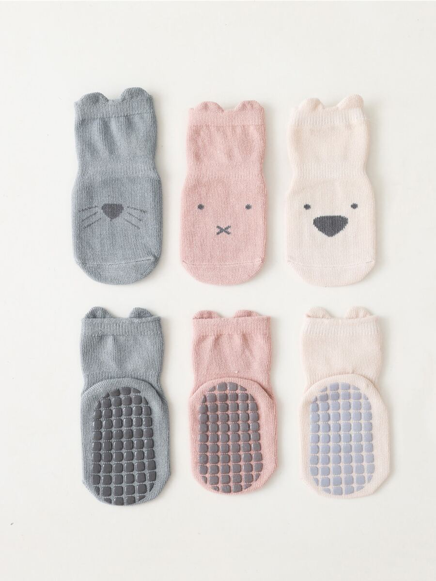 3pairs Toddler Kids Animal Print Anklet Socks - Multicolor - View 1