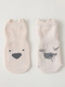 3pairs Toddler Kids Animal Print Anklet Socks - Multicolor - View 3