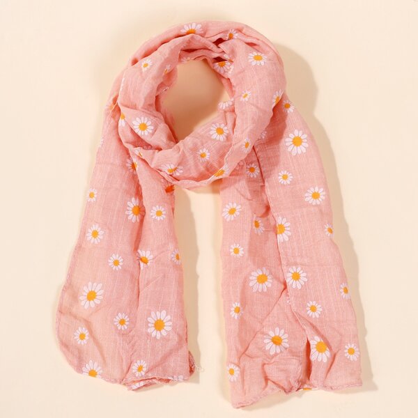 

Toddler Girls Flower Print Scarf, Pink