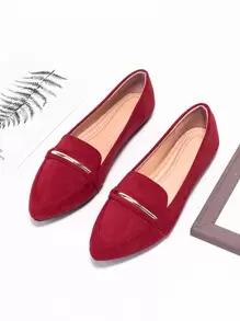 Metal Decor Loafers - Red - View 2