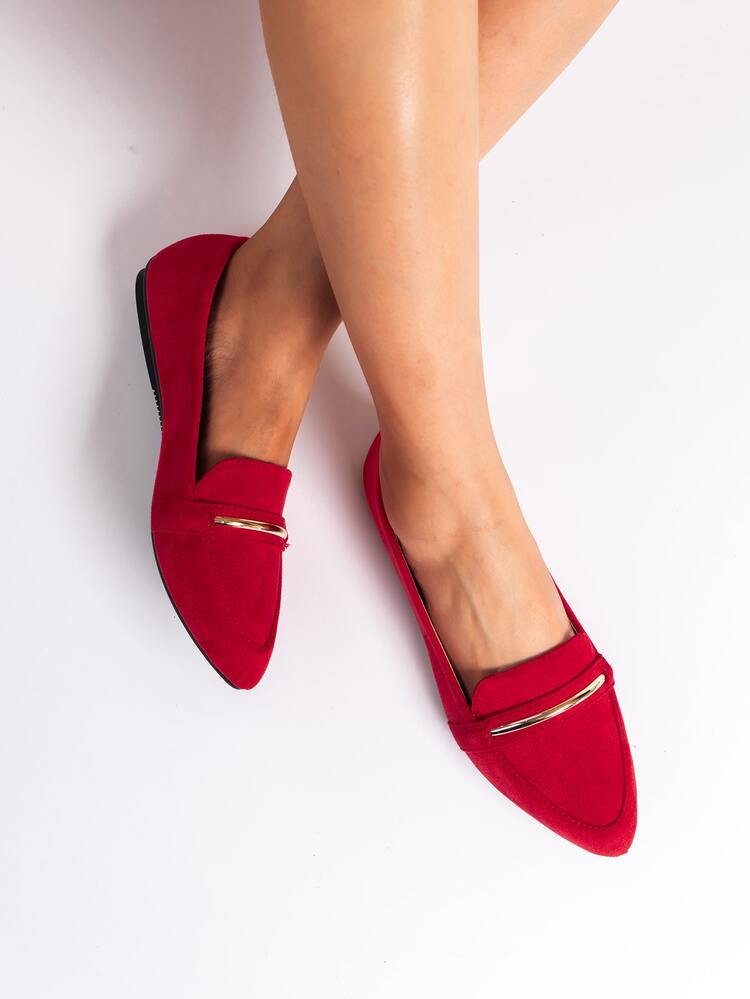 Metal Decor Loafers - Red - View 2