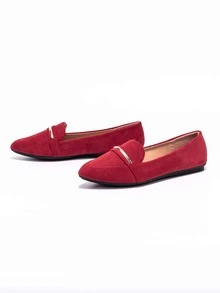 Metal Decor Loafers - Red - View 4