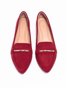 Metal Decor Loafers - Red - View 6