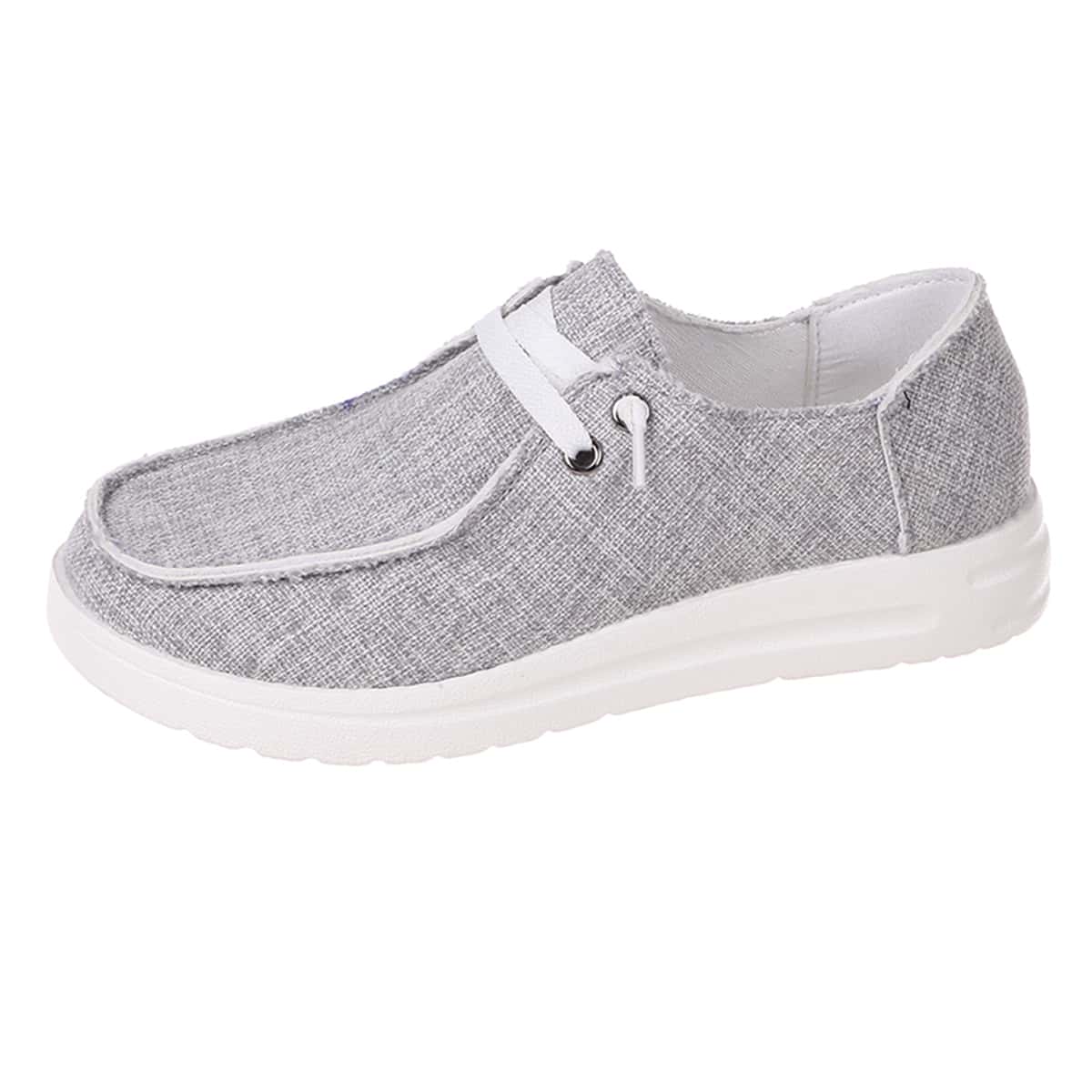 

Lace Up Decor Slip On Casual Shoes, Grey