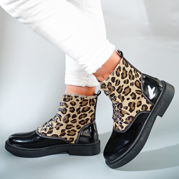 

Leopard Lace-up Front Boots, Multicolor