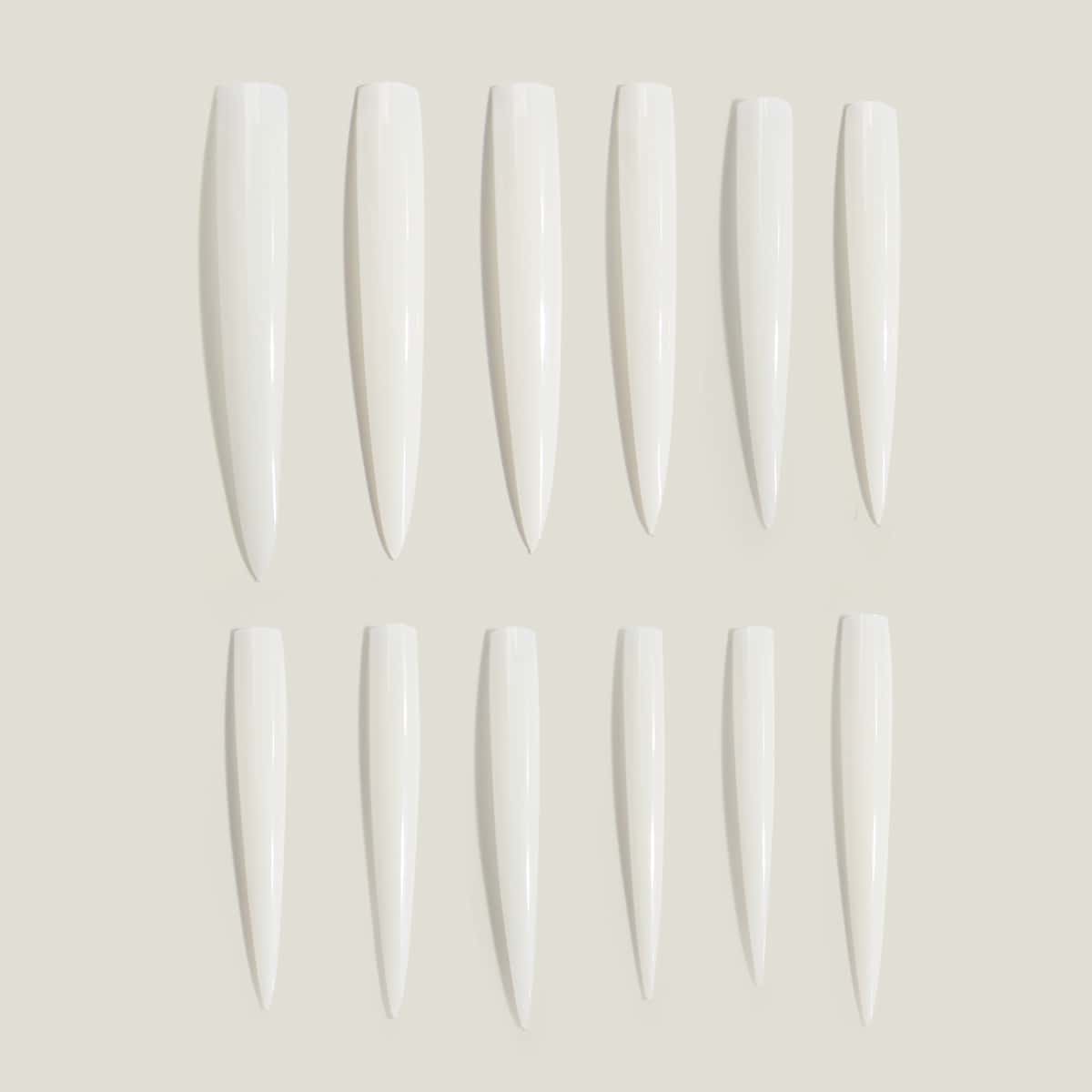 

12pcs Plain Fake Nail, White