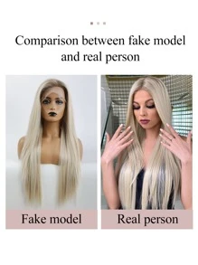 HAIRCUBE 13x4*1 Blond Lace Wig White Gold And Black Lace Wigs, Long Straight Synthetic Lace Wigs For Party Daily Use Flash - Gold - View 5