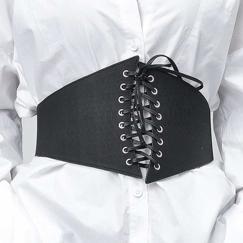

Lace-up Decor Corset Belt, Black