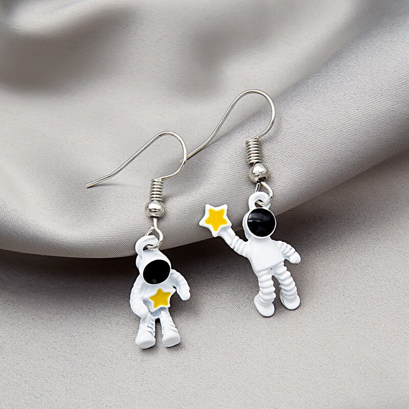 

Astronaut Drop Earrings, White