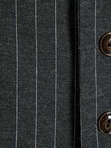 Manfinity Men Pinstriped Single Breasted Waistcoat Without Shirt - Black - View 4