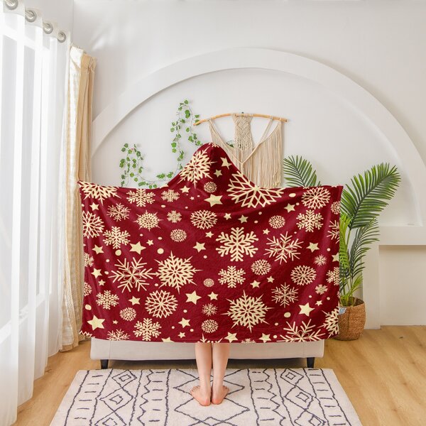 

Christmas Snowflake Hooded Blanket, Multicolor