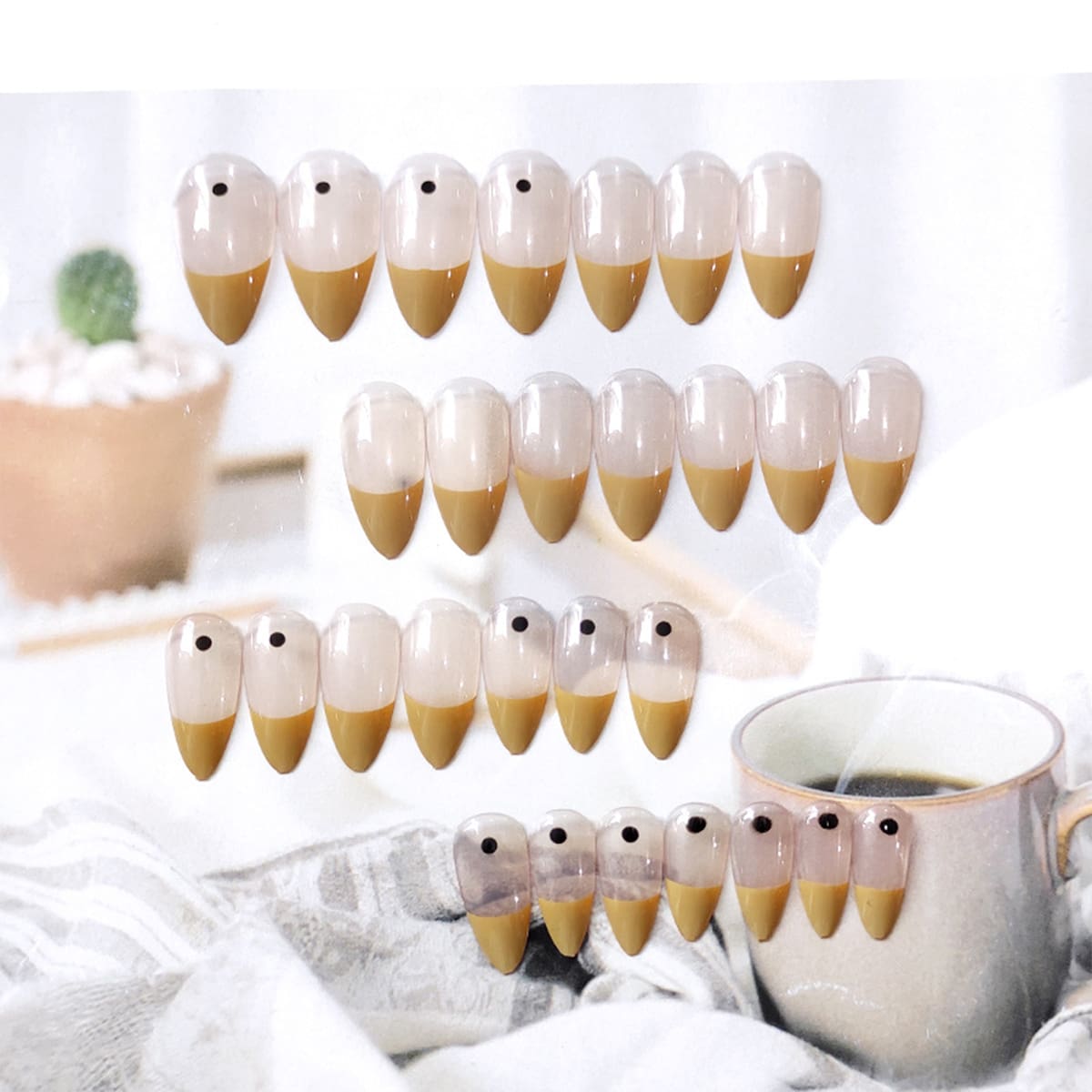 

24pcs Colorblock Fake Nail, Multicolor