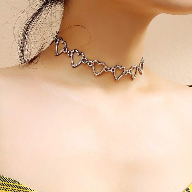 

Heart Design Chain Necklace, Silver