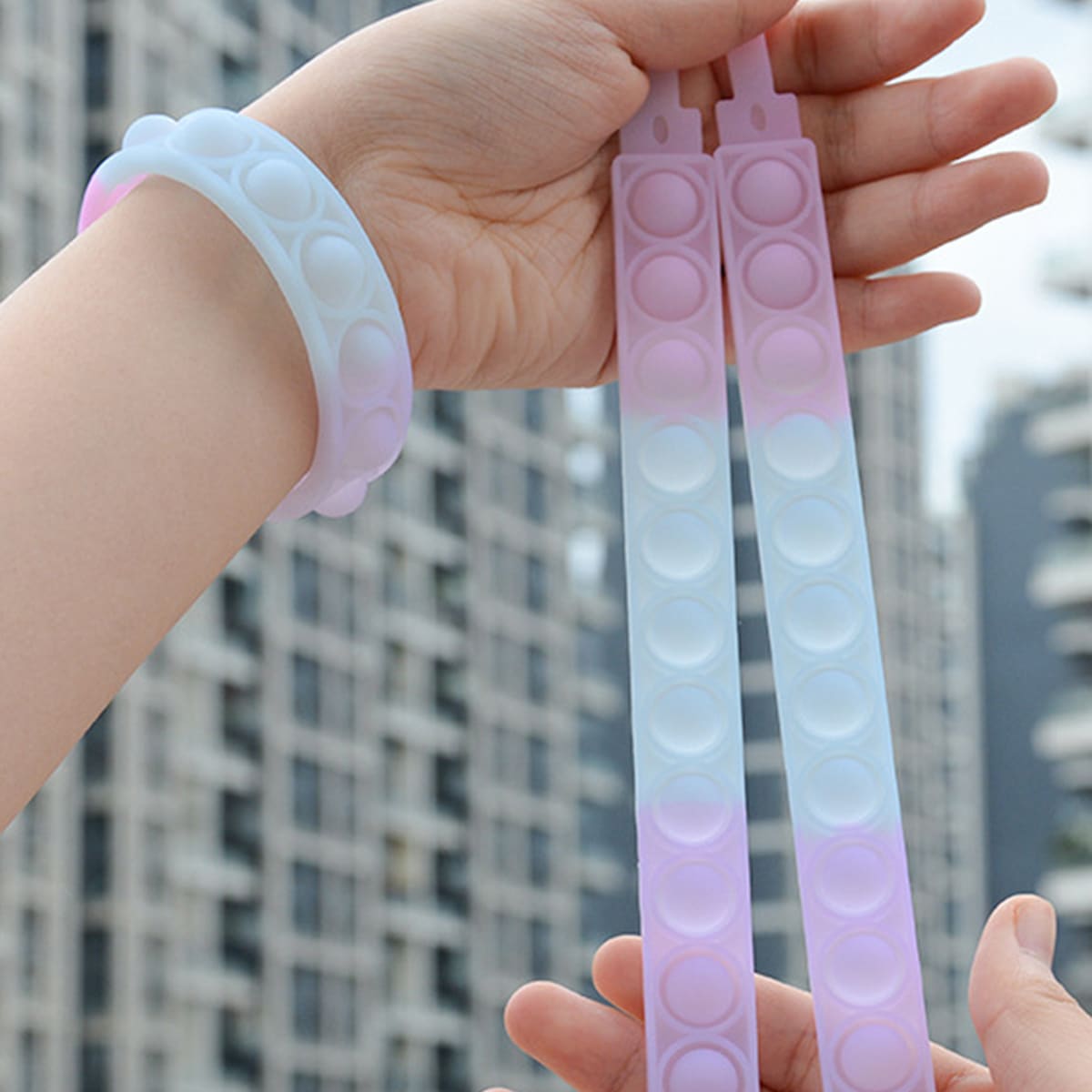 

1pc Photochromic Wristband Push Pop Bubble, Multicolor
