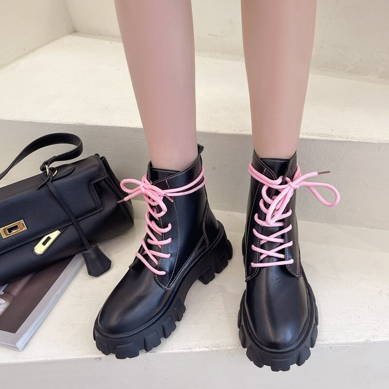 

Lace Up Front Combat Boots, Black