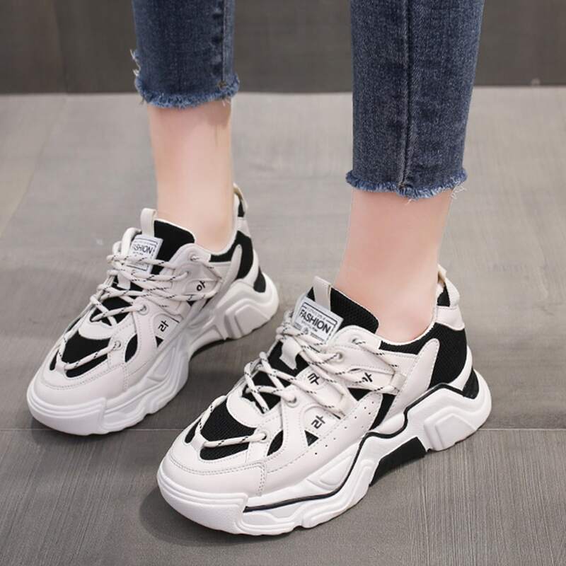 

Colorblock Lace-up Front Sneakers, Black